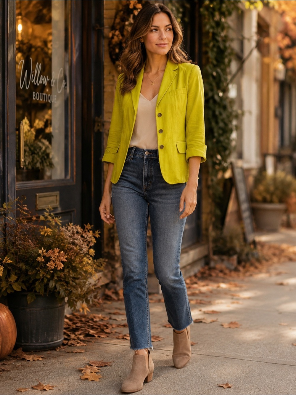 Vince Citrus Chartreuse Linen Blend Button Blazer Jacket Women’s Size 2
